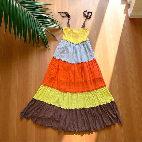 Davi & Dani Colorblock Tiered Maxi Dress - Size Small - Boho, Vacation, Beach - Picture 7 of 16